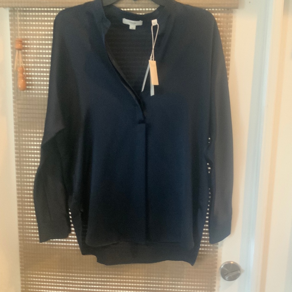 Navy Silk top